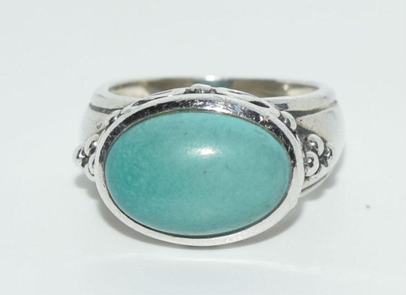 VTG Sterling  Oval Stone Ring sz 6 (1 of 4)