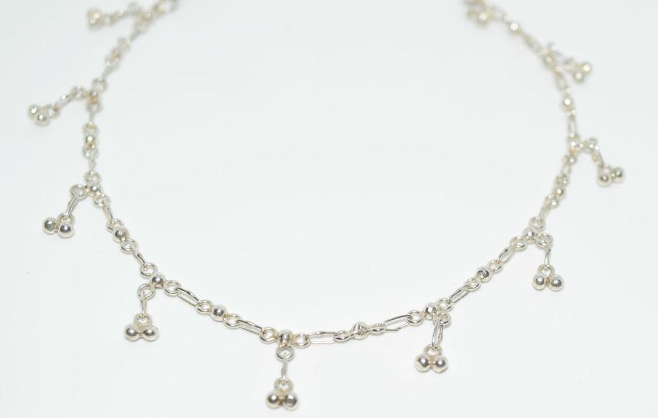 Sterling Beaded Link Chain Anklet or Bracelet (1 of 3)