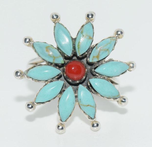 VTG Sterling Turquoise Burst Ring (1 of 4)