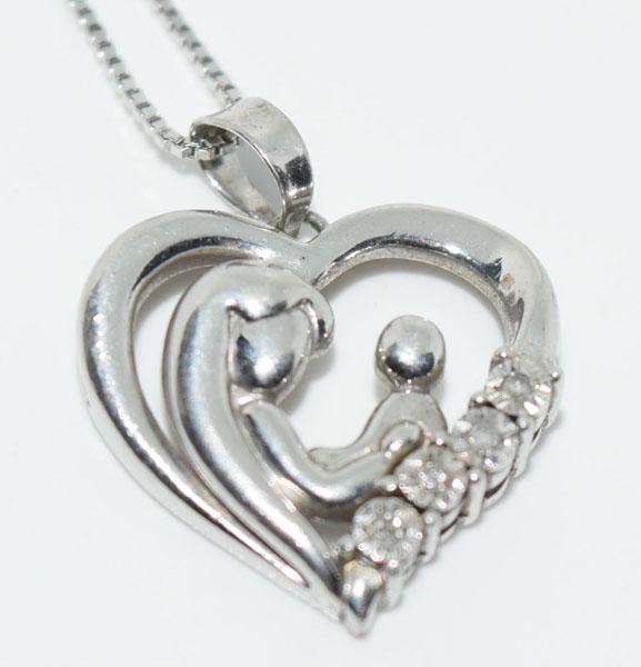 Sterling Silver Mother Diamond Necklace (1 of 4)