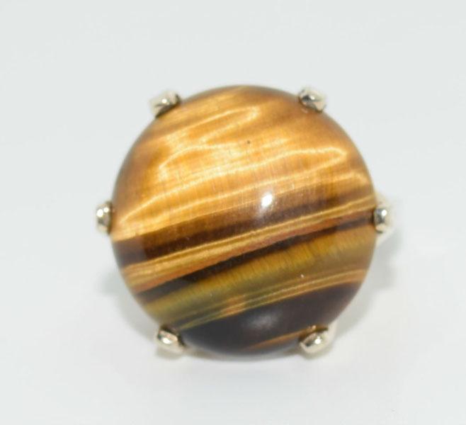 VTG Sterling Tiger Eye Statement Ring sz 6 (1 of 6)