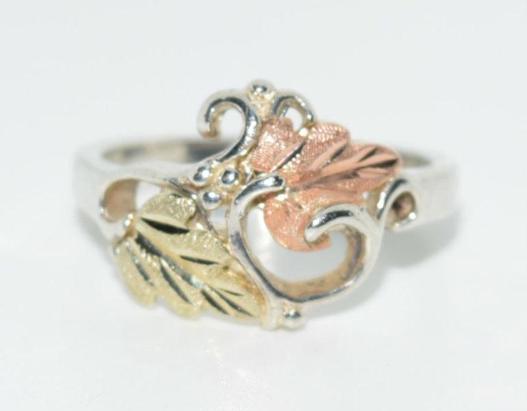 Sterling & 12K Gold Black Hills Ring sz 6 (1 of 4)