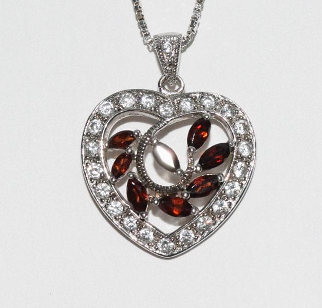 Sterling Silver Garnet Heart Necklace (1 of 3)