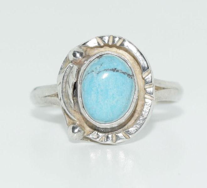 VTG  Sterling Turquoise Squash Blossom Ring (1 of 4)