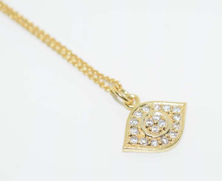Gold Over Sterling Rhinestone Evil Eye Necklace (1 of 2)