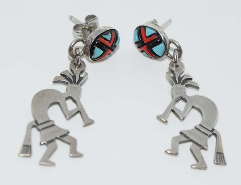 Native American Sterling Kokopelli Dangle Earrings (1 of 2)