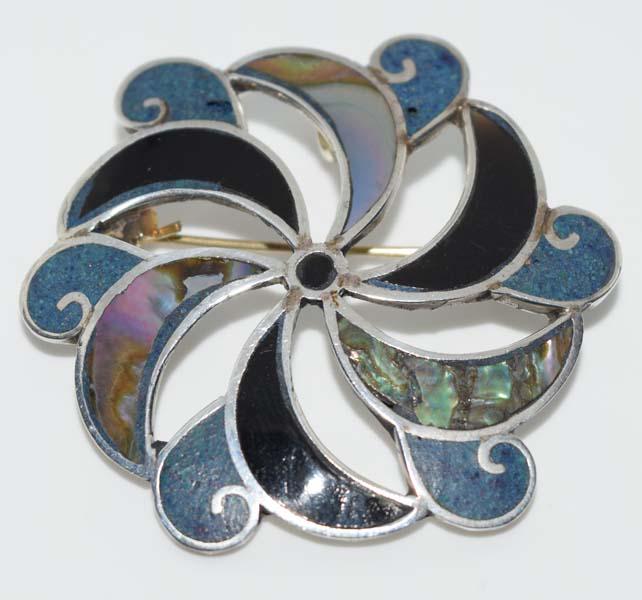 Mexico Sterling Silver Abalone Pendant Brooch (1 of 4)