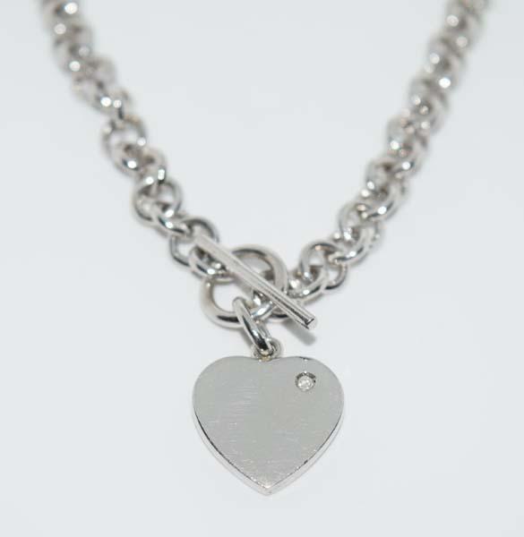 Sterling Front Toggle Clasp Diamond Accent Heart (1 of 3)