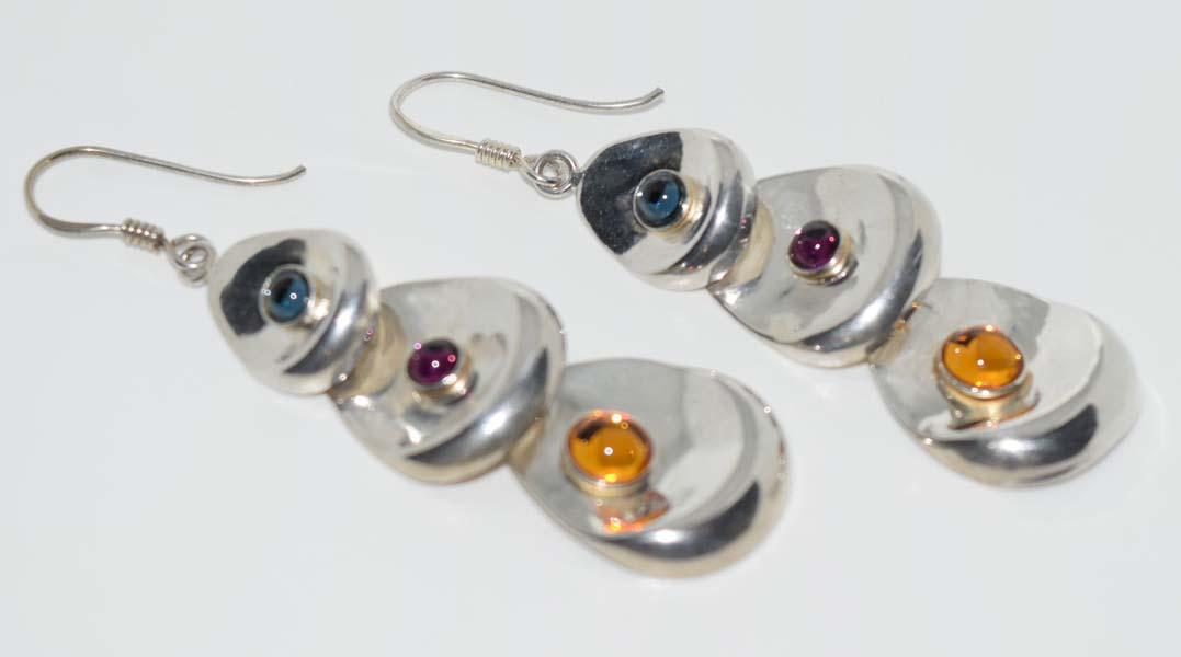 Sterling Silver Colorful Cabochon Dangle Earrings (1 of 3)