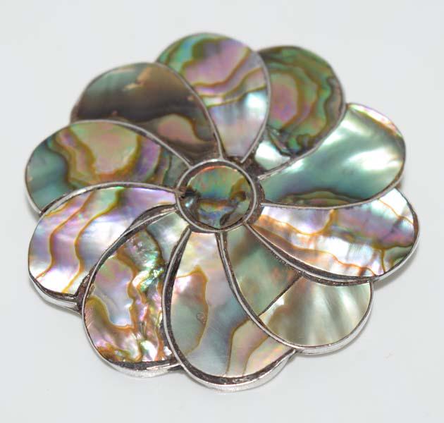 Signed AM Taxco Mexico Sterling Abalone Pendant Brooch (1 of 2)