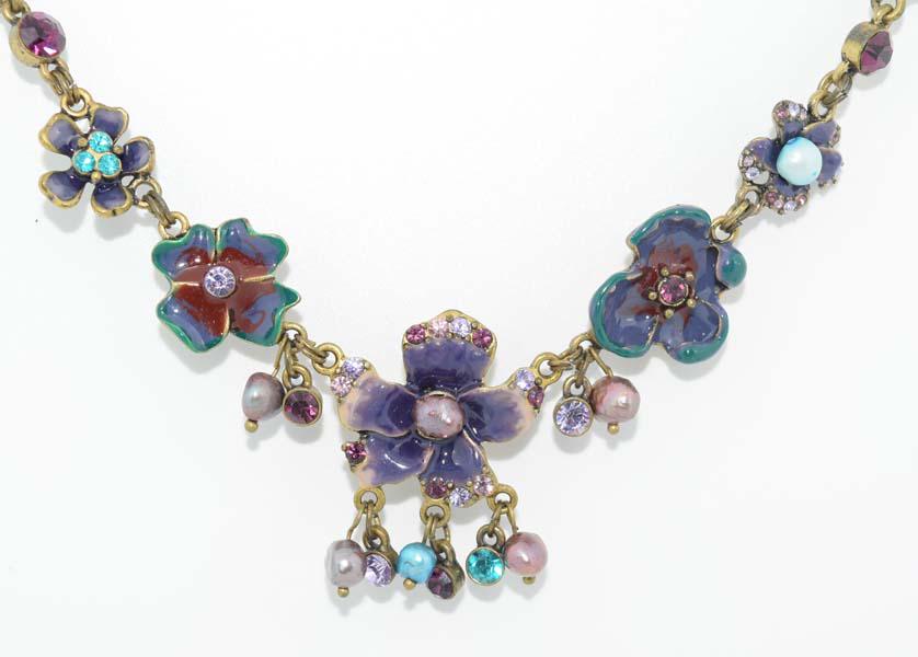 Enamel Flower & Rhinestone Necklace (1 of 3)