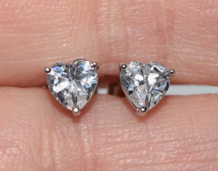 Sterling Heart CZ Stud Earrings (1 of 3)