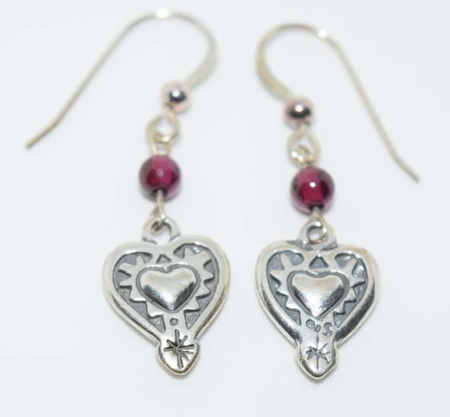 Sterling Heart and Bead Dangle Earrings (1 of 2)