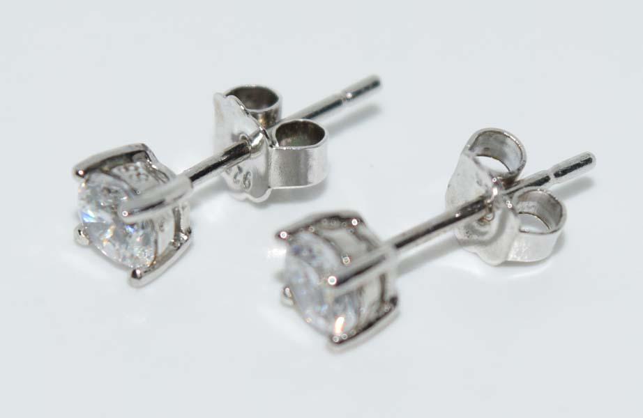 4mm Round Cut CZ Sterling Stud Earrings (1 of 3)