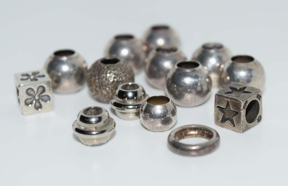 Set of 14 Sterling Silver Slide Charms & Spacers (1 of 3)