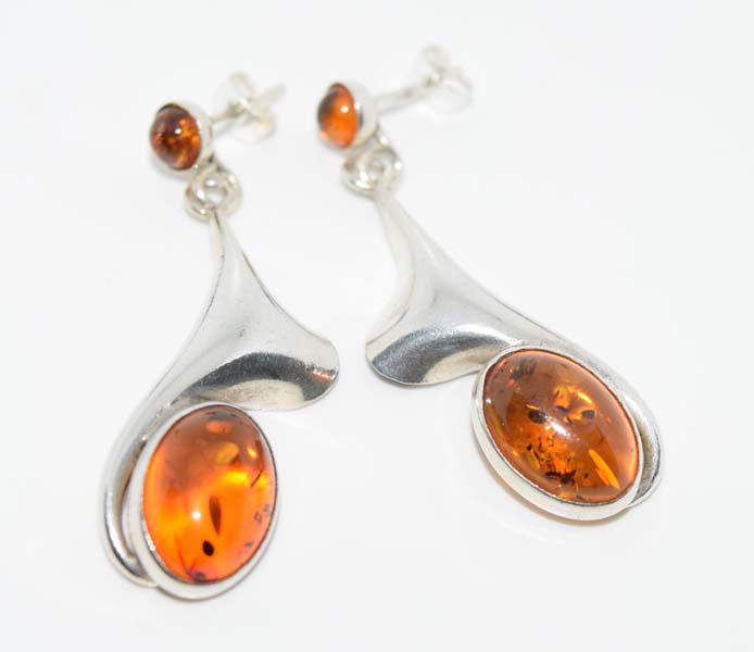 Artisan Sterling Silver Amber Earrings (1 of 2)
