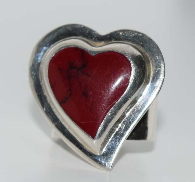 Mexico Sterling Silver Heart Ring Sz 6.5 (1 of 4)