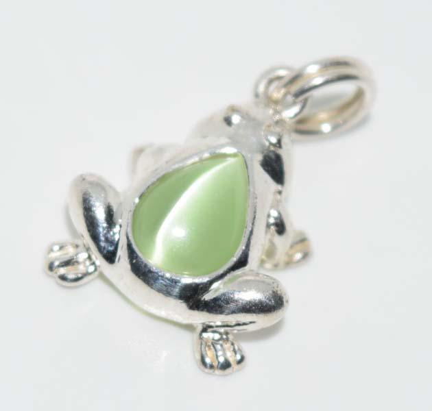 Sterling Green Cats Eye Frog Charm or Pendant (1 of 3)