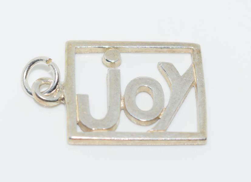 Sterling Silver JOY Charm or Pendant: Sterling silver joy charm or pendant | Measurement: 19.5mm drop, 11.8mm width