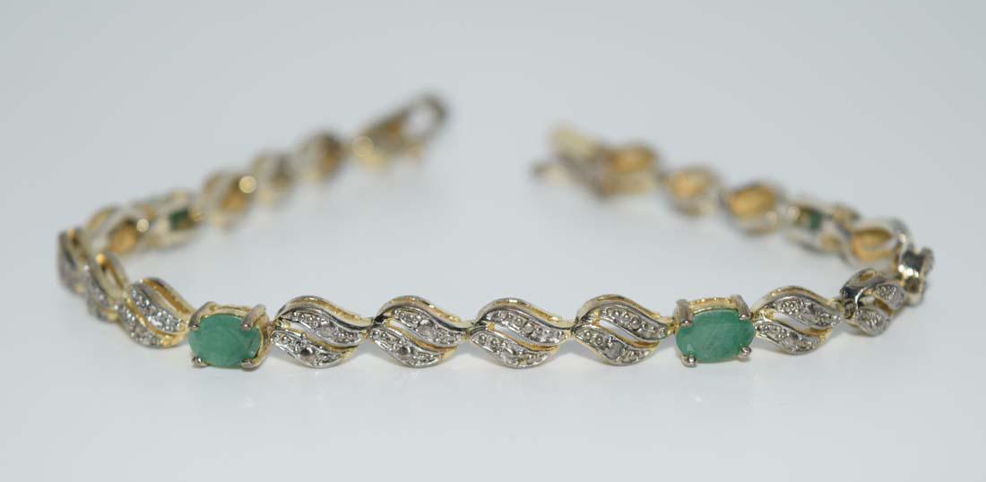 Gold Over Sterling Emerald & Diamond Bracelet (1 of 3)