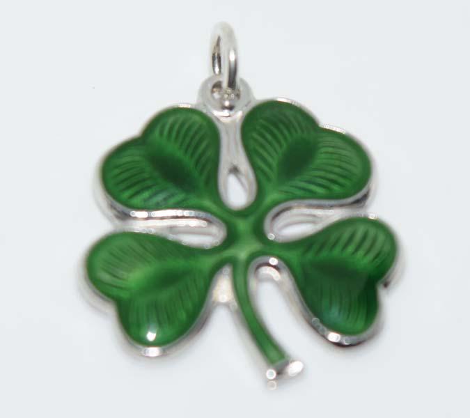 Sterling Enamel Four Leaf Clover Charm or Pendant (1 of 3)