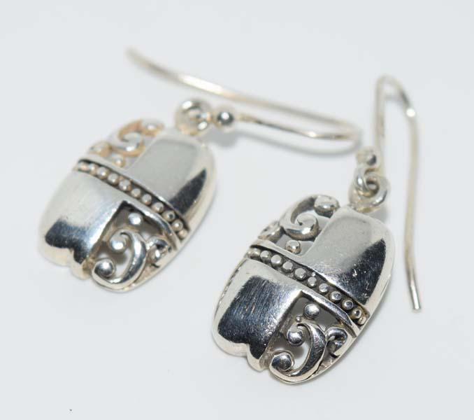 Sterling Silver Scrolled Dangle Earrings (1 of 3)