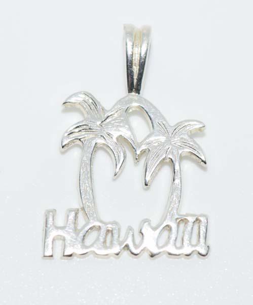 Sterling Silver Hawaii Palm Tree Pendant: Sterling silver Hawaii palm tree pendant | Measurement: 20.8mm drop, 14mm width