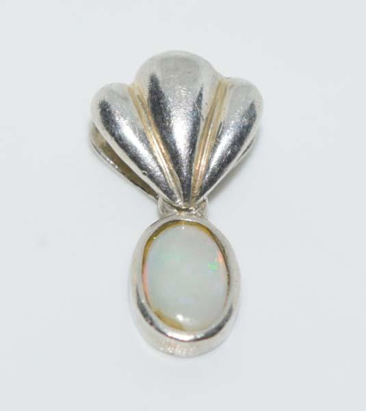 Dainty Sterling Silver Opal Pendant (1 of 3)