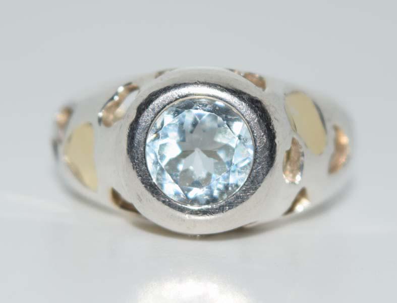 Sterling & 18K Gold Topaz Heart Ring Sz 6 (1 of 4)