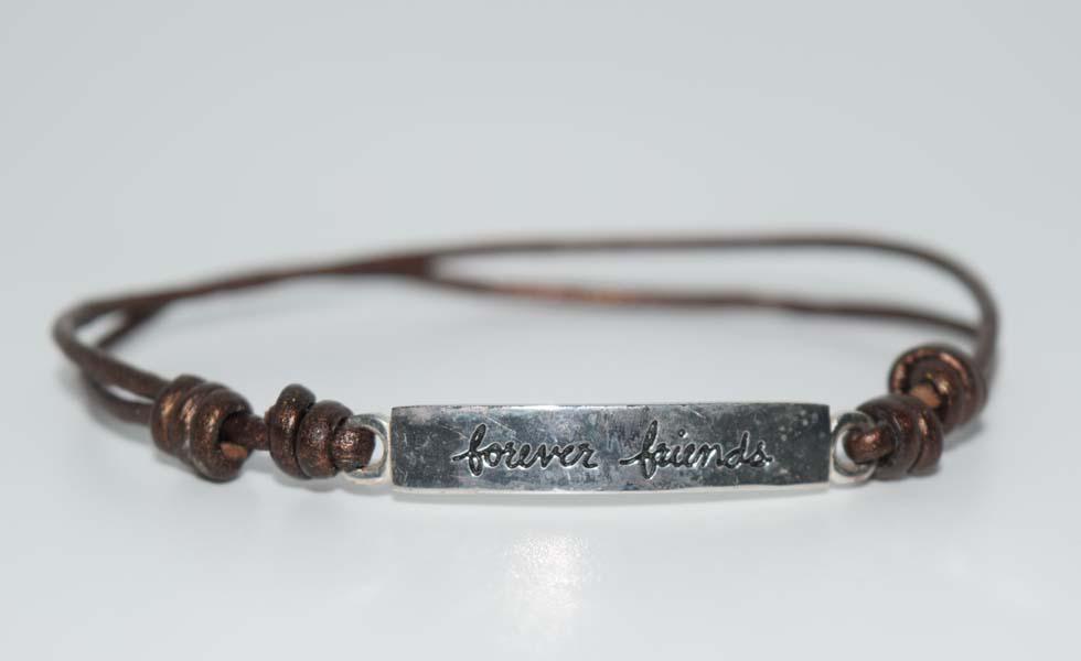 Sterling Forever Friends Brown Cord Bracelet (1 of 3)