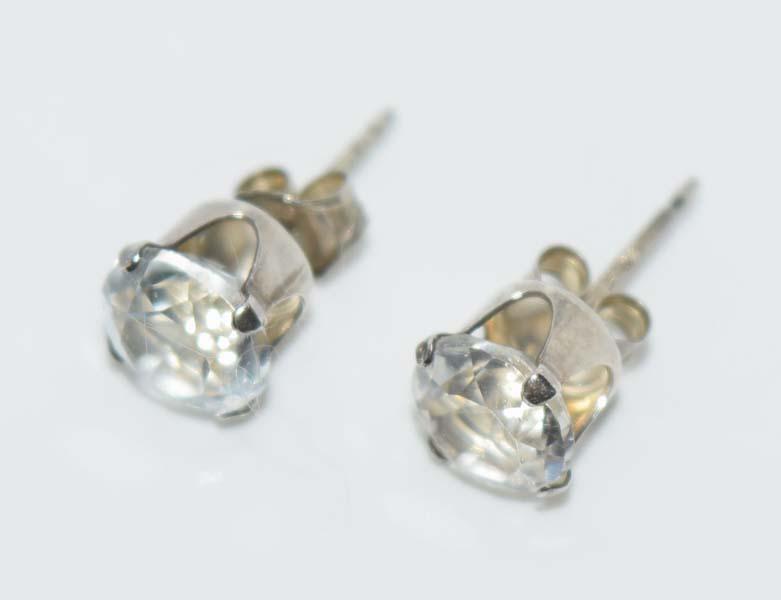 Sterling Silver Round Cut CZ Stud Earrings (1 of 2)