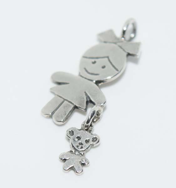 Sterling Silver Child & Teddy Bear Pendant or Charm (1 of 3)