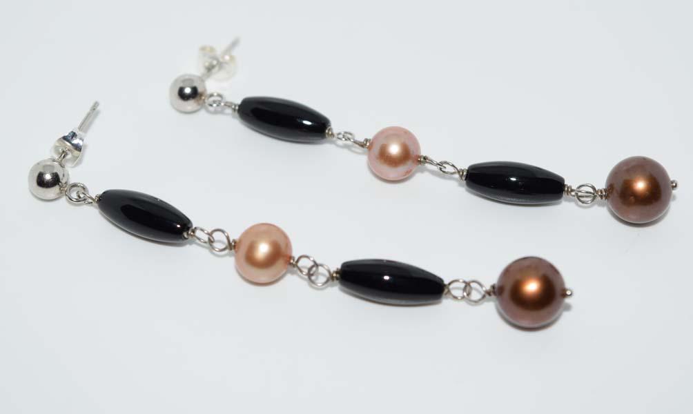 Sterling Silver Pearl & Bead Dangle Earrings (1 of 2)