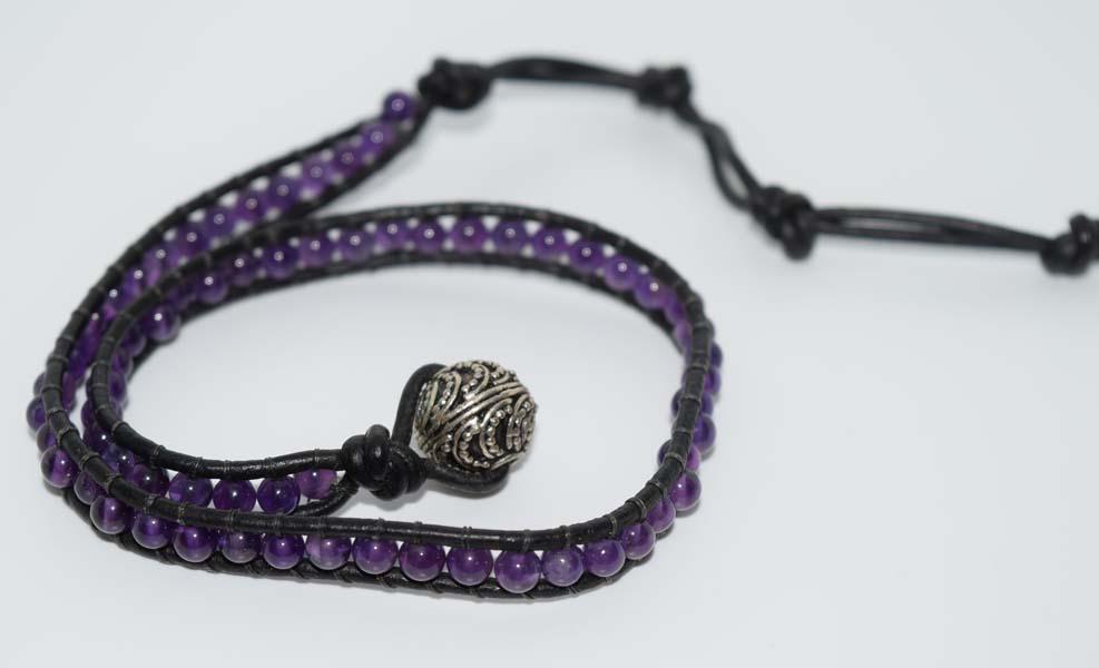 Amethyst Leather Wrap Bracelet (1 of 2)