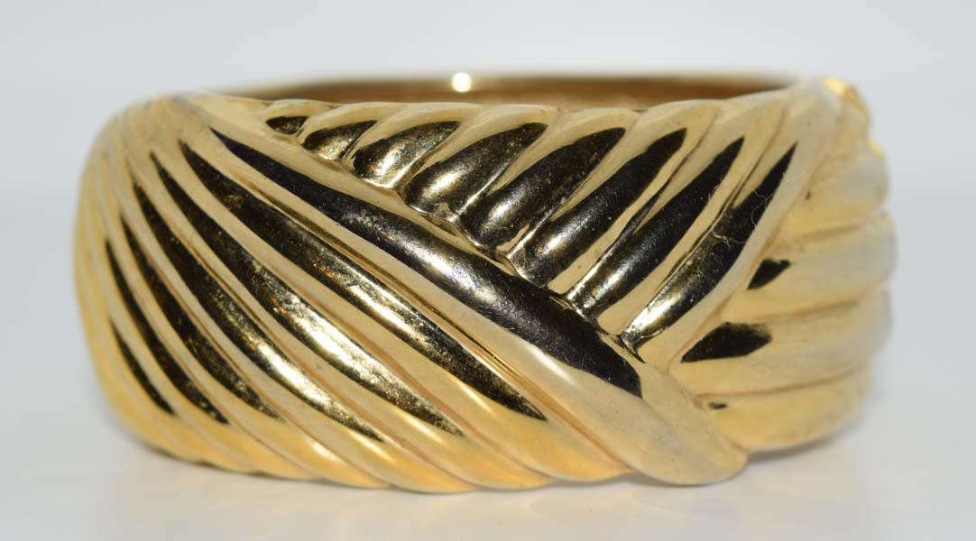 Wide Gold Tone Hinged Bangle Bracelet (1 of 4)