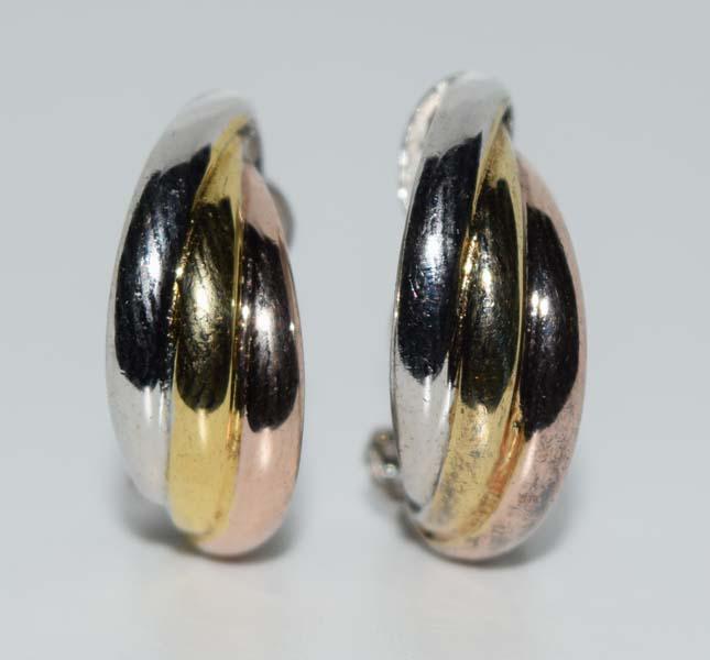 Italian Sterling Multi Color Clip-on Hoop Earrings (1 of 3)