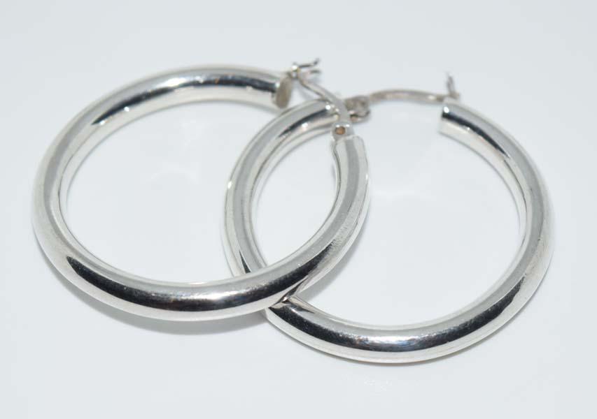 Sterling Silver Thick Hoop Earrings (1 of 3)