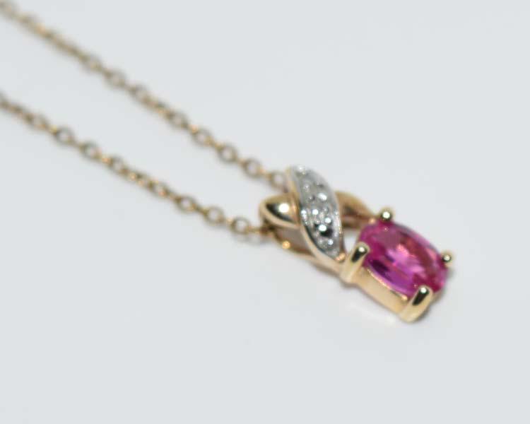 Gold Over Sterling Ruby & Diamond Necklace (1 of 2)