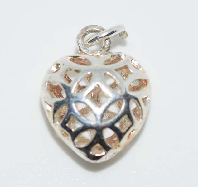 Small Sterling Silver Openwork Heart Pendant: Small Sterling silver openwork heart pendant | Measurement: 16mm drop, 9mm width