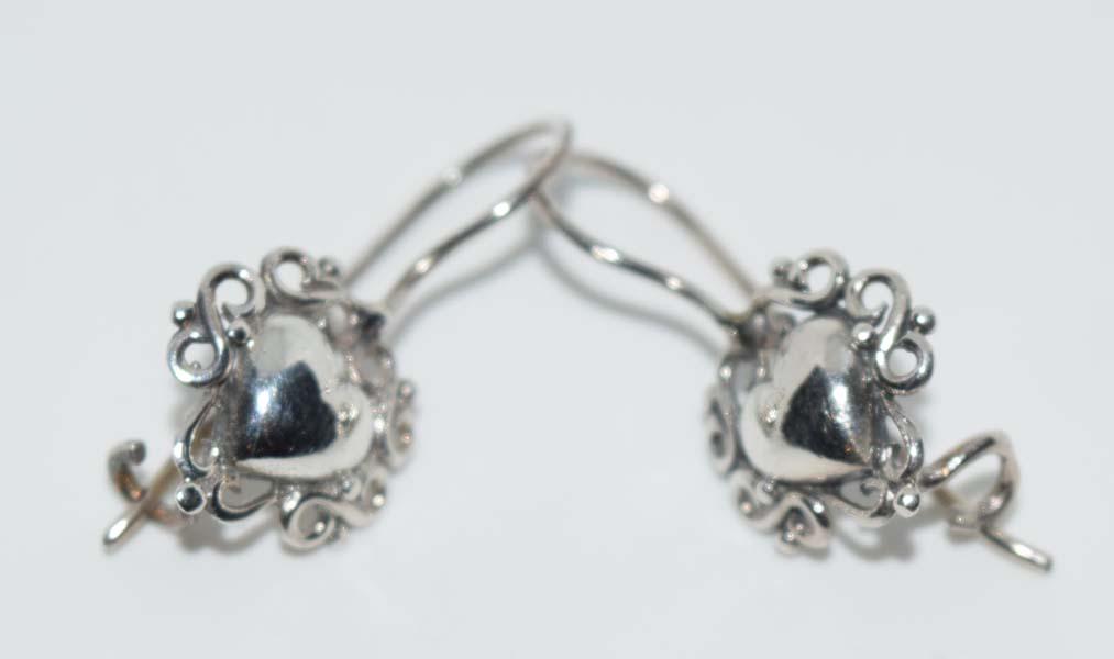 Sterling Silver Heart Drop Earrings (1 of 2)