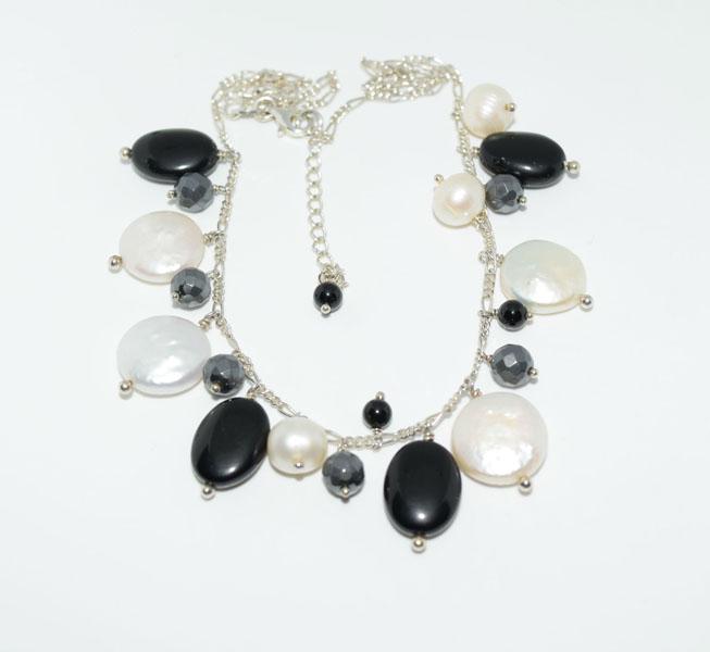 Sterling Silver Button Pearl Necklace (1 of 3)