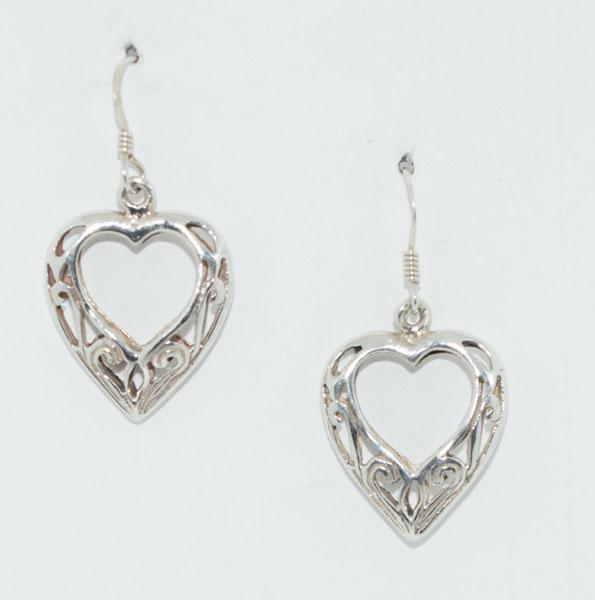 Sterling Silver Cut-out Heart Scroll Earrings (1 of 4)
