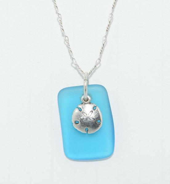 Sterling Silver Sea Glass Sand Dollar Necklace (1 of 4)