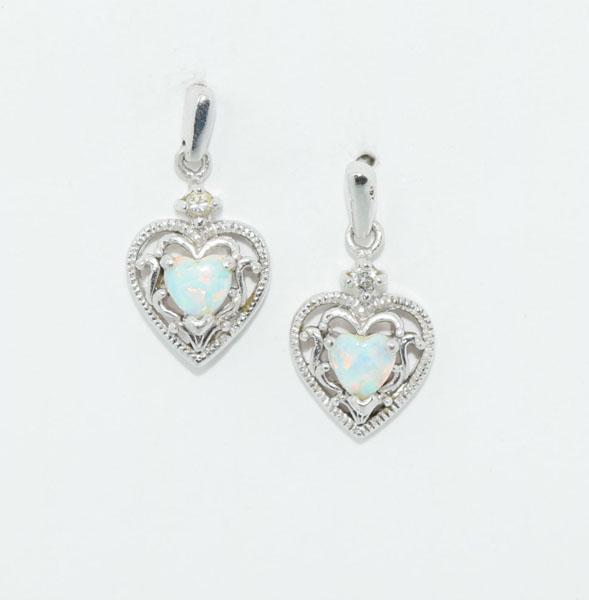 Sterling Silver Opal CZ Heart Earrings (1 of 5)