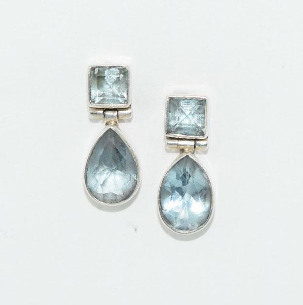 Sterling Silver Topaz Hinged Earrings (1 of 5)