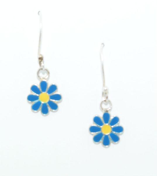 VTG Sterling Enamel Daisy Dangle Earrings (1 of 3)