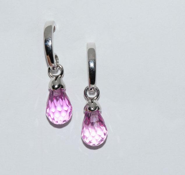 Sterling Silver Pink Stone Dangle Earrings (1 of 4)