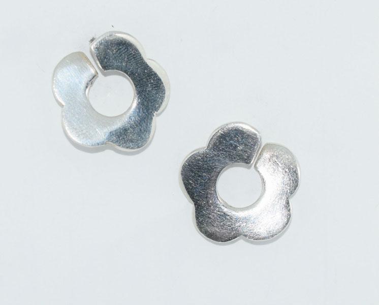 Sterling Flower Half Hoop Earrings (1 of 3)