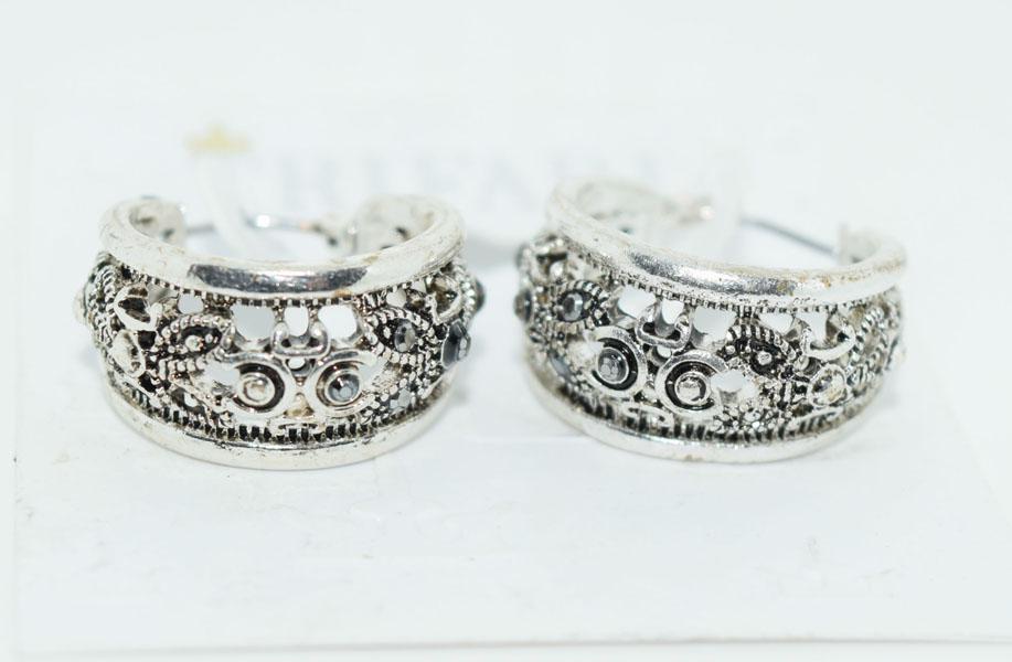 Fashion Trifari Marcasite Hoop Earrings: The new on package measure 10mm wide with a 19mm drop.