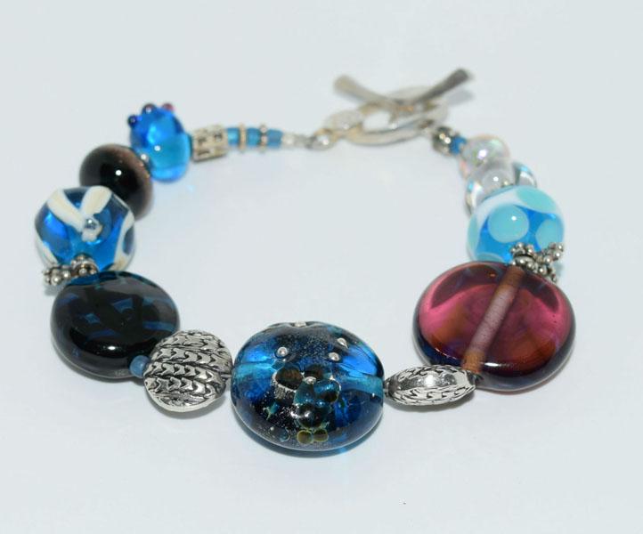 Sterling & Glass Beaded Toggle Bracelet (1 of 4)